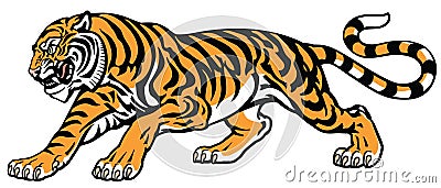 tiger in the aggressive attacking pose Vector Illustration