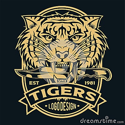 Tiger Angry tiger face tiger head king tiger tattoo vector illustration Vector Illustration