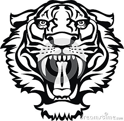 Tiger black/white tattoo Vector Illustration