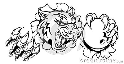 Tiger Bowling Player Animal Sports Mascot Vector Illustration