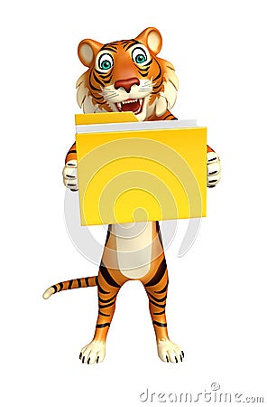 Tiger cartoon character with folder Cartoon Illustration