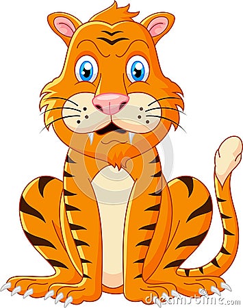 Tiger cartoon sitting Vector Illustration