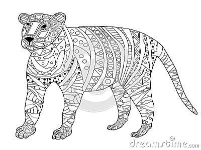 Tiger Coloring vector for adults Vector Illustration