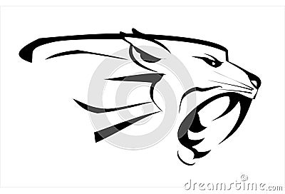 Tiger. cougar. tiger head, roaring fang face Vector Illustration