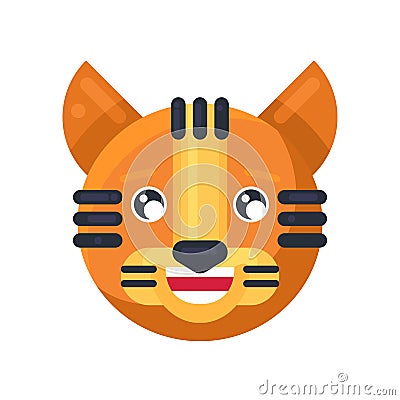 Tiger emoji laugh with teeth and cute eyes vector Vector Illustration