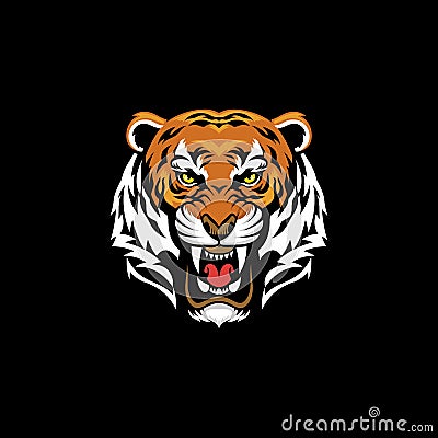 Tiger Face Angry Animal Wildlife Illustration Vector Logo Vector Illustration