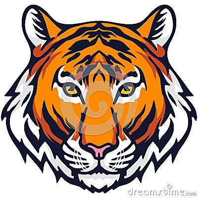 Tiger Face Expression Illustration. Tattoo Art. Vector. Vector Illustration