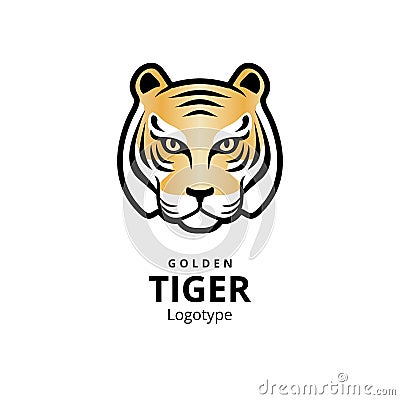 Tiger face logo symbol 2022 template design. Vector Design Gold tigers logotype. Golden symbol. Happy new year 2022 Vector Illustration