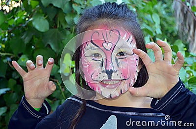 tiger face painting Stock Photo