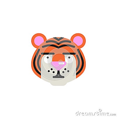 Tiger Face with Rolling Eyes flat icon Vector Illustration