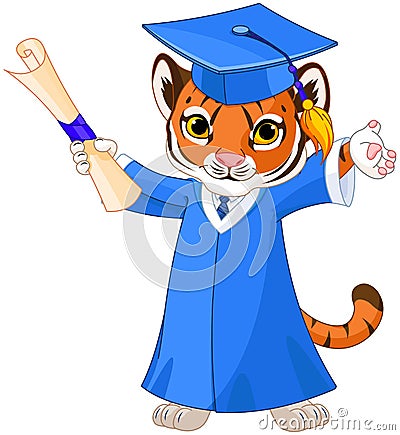 Tiger Graduates Vector Illustration