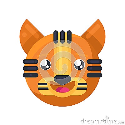 Tiger happy eyes expression funny emoji vector Vector Illustration
