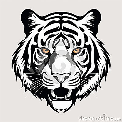 Bold Tiger Face Vector Illustration With Symmetrical Design Cartoon Illustration