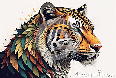 Tiger head with colorful background. ai generative Stock Photo