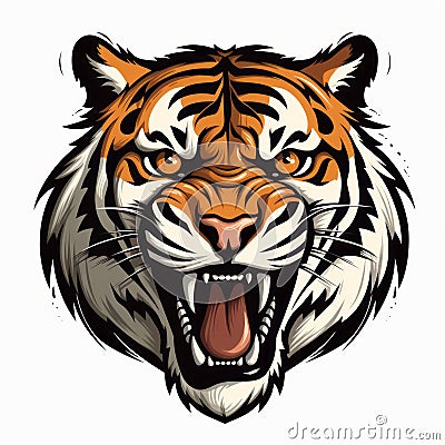 Tiger head, face for retro logos, emblems, badges, labels template and t-shirt vintage design element. Stock Photo