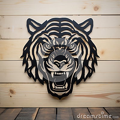 Black Laser Cut Tiger Design For Outdoor Art And Cabincore Stock Photo