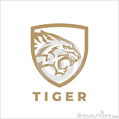 Tiger head shield logo Vector Illustration