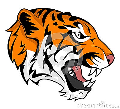 Tiger head roar cartoon design illustration Vector Illustration