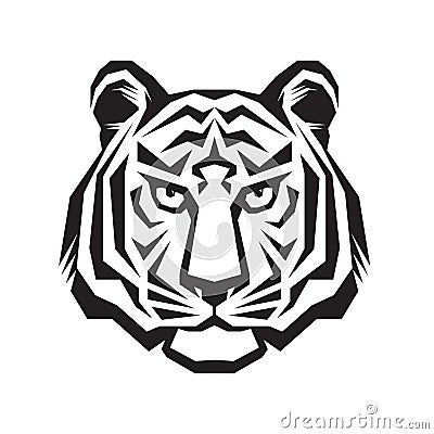 Tiger head silhouette sign. Tiger head tattoo art. Vector Illustration