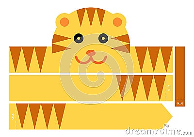 Tiger headband. Tiger paper crown Vector Illustration