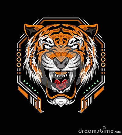 The Tiger illustration for tshirt design Cartoon Illustration