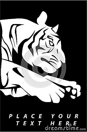 Tiger Jump On Black Rectangular With Text Color Illustration Vector Illustration