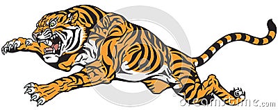 Tiger jump tattoo. Vector Vector Illustration