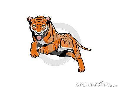 Cartoon Illustration of Tiger Jump for Mascot Logo, E-Sport Logo. Stock Photo