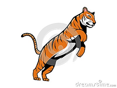 Tiger Jump Side View for Mascot Logo, E-Sport Logo. Stock Photo