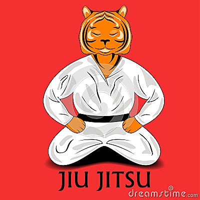 Tiger in a kimono Vector Illustration