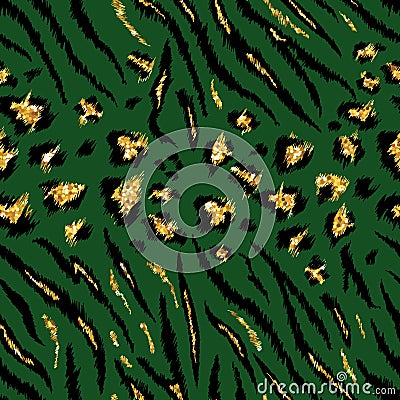 Tiger Leopard Texture Seamless Animal Pattern Vector Illustration