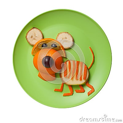 Tiger made of fruits Stock Photo