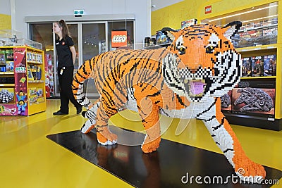 Tiger made out of many Lego bricks Editorial Stock Photo