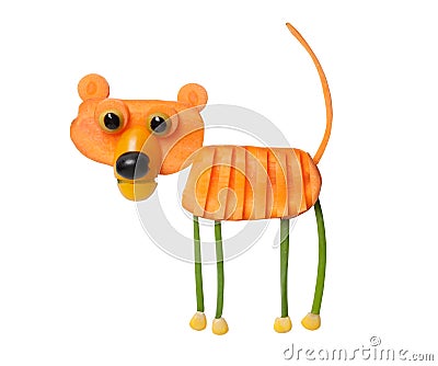 Tiger made of raw carrot and onion Stock Photo