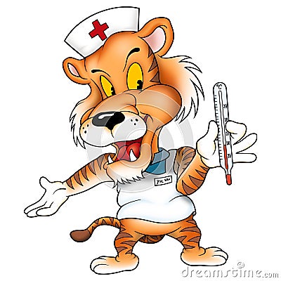 Tiger medic Cartoon Illustration