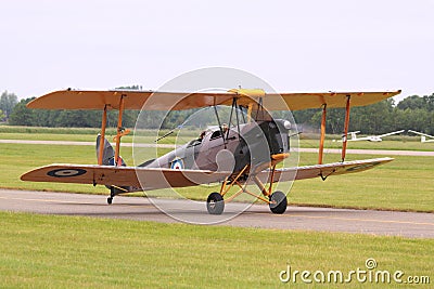 Tiger moth military biplane runway Editorial Stock Photo