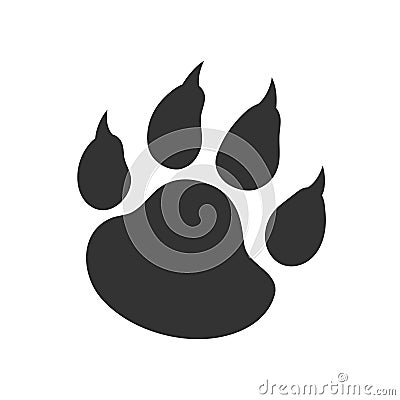 Tiger paw black footprint, stylized vector illustration Vector Illustration