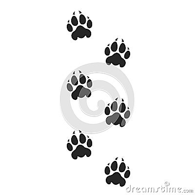 Tiger paw print. Silhouette Vector Illustration