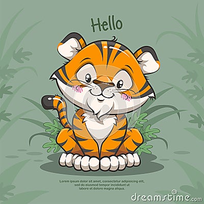 TIGER ROAR, ANIMAL SMILE, CUTE CARTOON ILLUSTRATION Vector Illustration