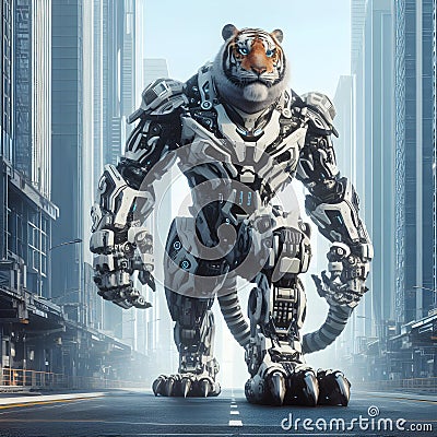 Tiger-Robot Cyborg Stock Photo