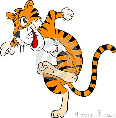 Tiger Running Cartoon, happy and running - Vector illustration Vector Illustration