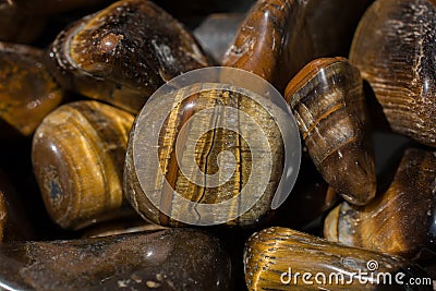 tiger's eye and hawk's eye gemstone as mineral rock Stock Photo