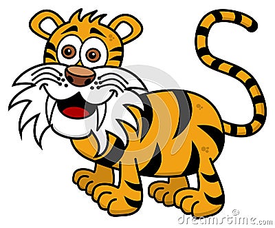 A tiger smiling on profile Cartoon Illustration