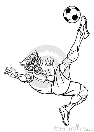 Tiger Soccer Football Player Animal Sports Mascot Vector Illustration