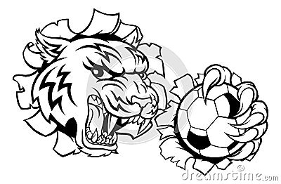 Tiger Soccer Football Player Animal Sports Mascot Vector Illustration