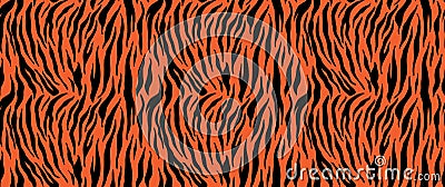 Tiger stripes seamless pattern, animal skin texture, abstract ornament for clothing, fashion safari wallpaper, textile Vector Illustration