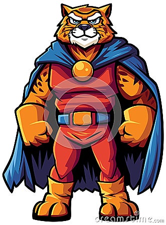 Tiger Superhero Mascot Vector Illustration