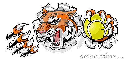 Tiger Tennis Player Animal Sports Mascot Vector Illustration
