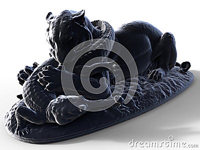 Tiger vs alligator sculpture Cartoon Illustration