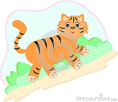 Tiger Walk Vector Illustration